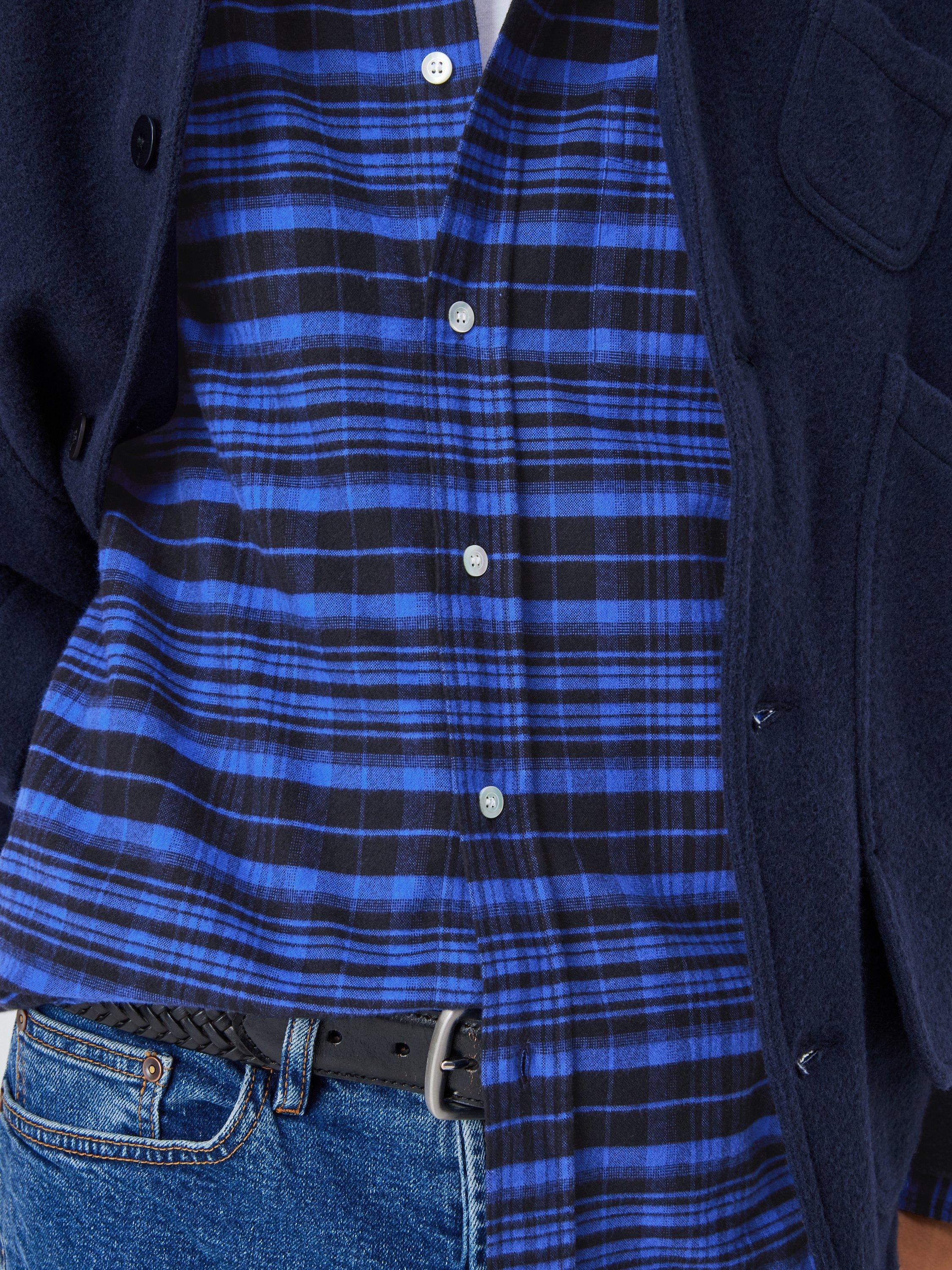Product image 6 of 6, which shows La Paz Branco Cotton Check Long Sleeve Shirt, Black Blue Checks, S