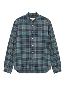 La Paz Branco Cotton Check Long Sleeve Shirt, Black Sand Checks