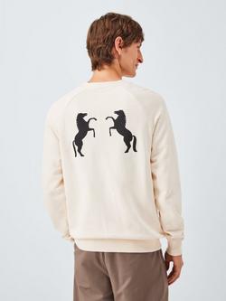 La Paz Cunha Cotton Long Sleeve Crew Neck Sweatshirt - view 2, Horses Off White