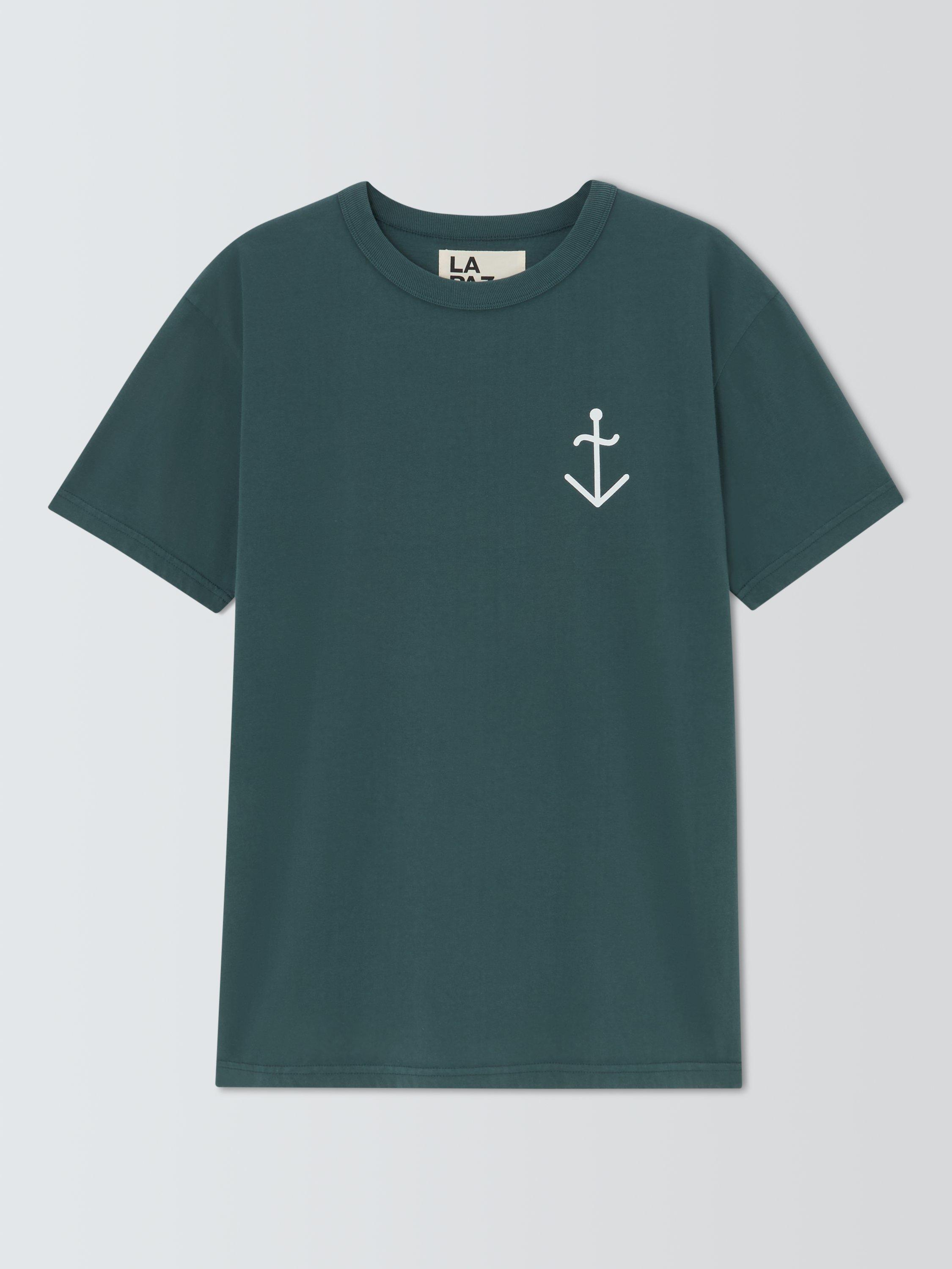 Product image 4 of 6, which shows La Paz Dantas Cotton T-Shirt, Dark Green Off White, M