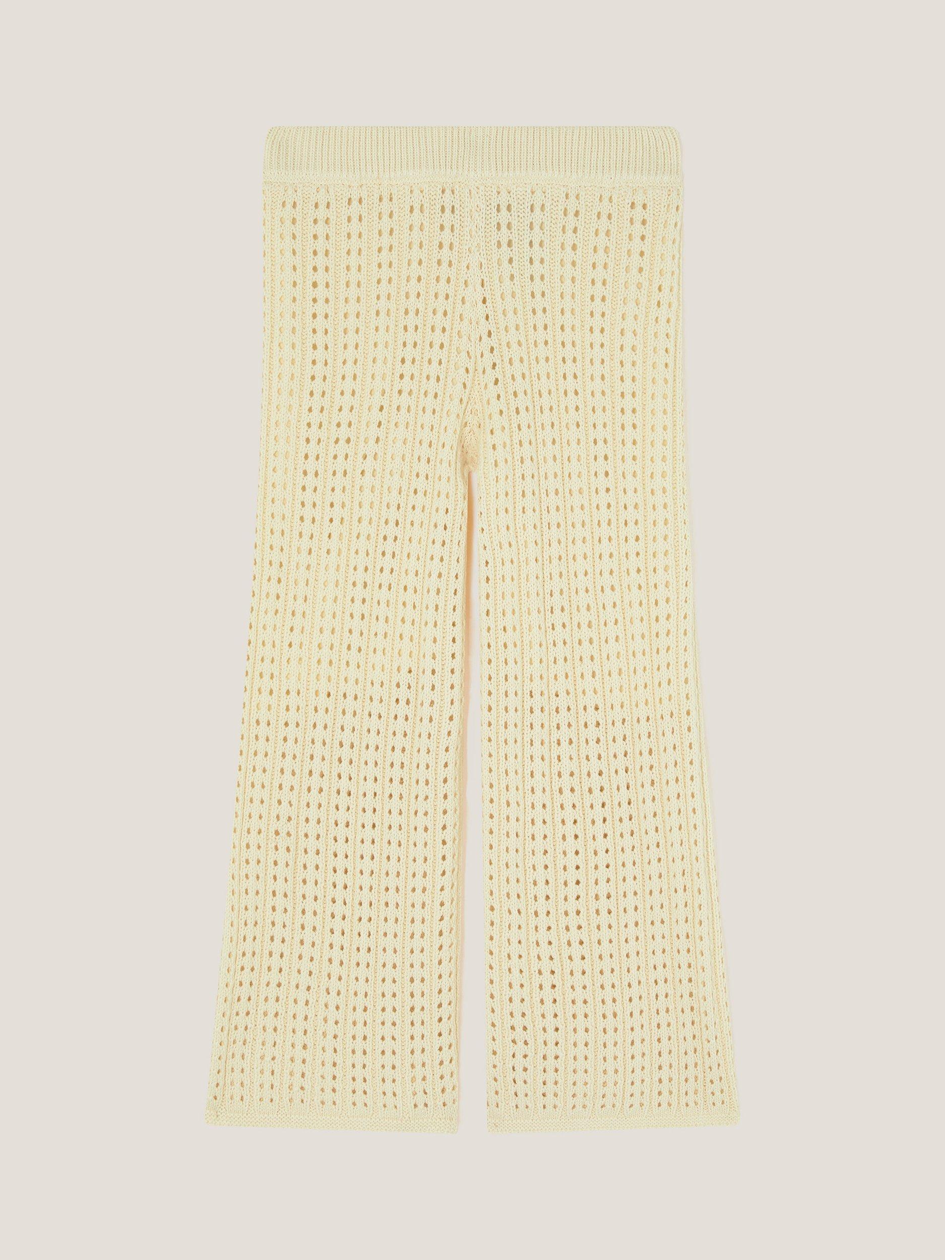 Product image 1 of 3, which shows Monsoon Kids' Cotton Embroidered Trousers, Ivory, 3-4 years
