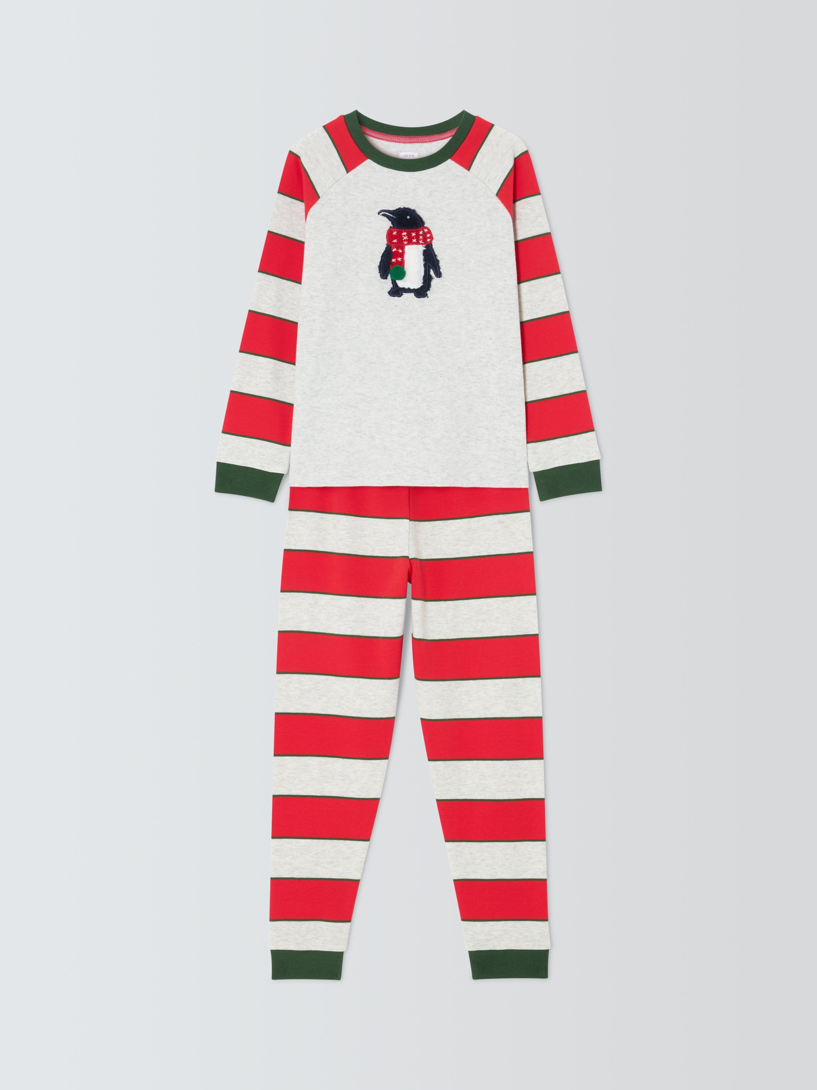 Product image 3 of 6, which shows John Lewis Kids' Pengiun Appliqué Pyjamas, Red Multi, 4 years