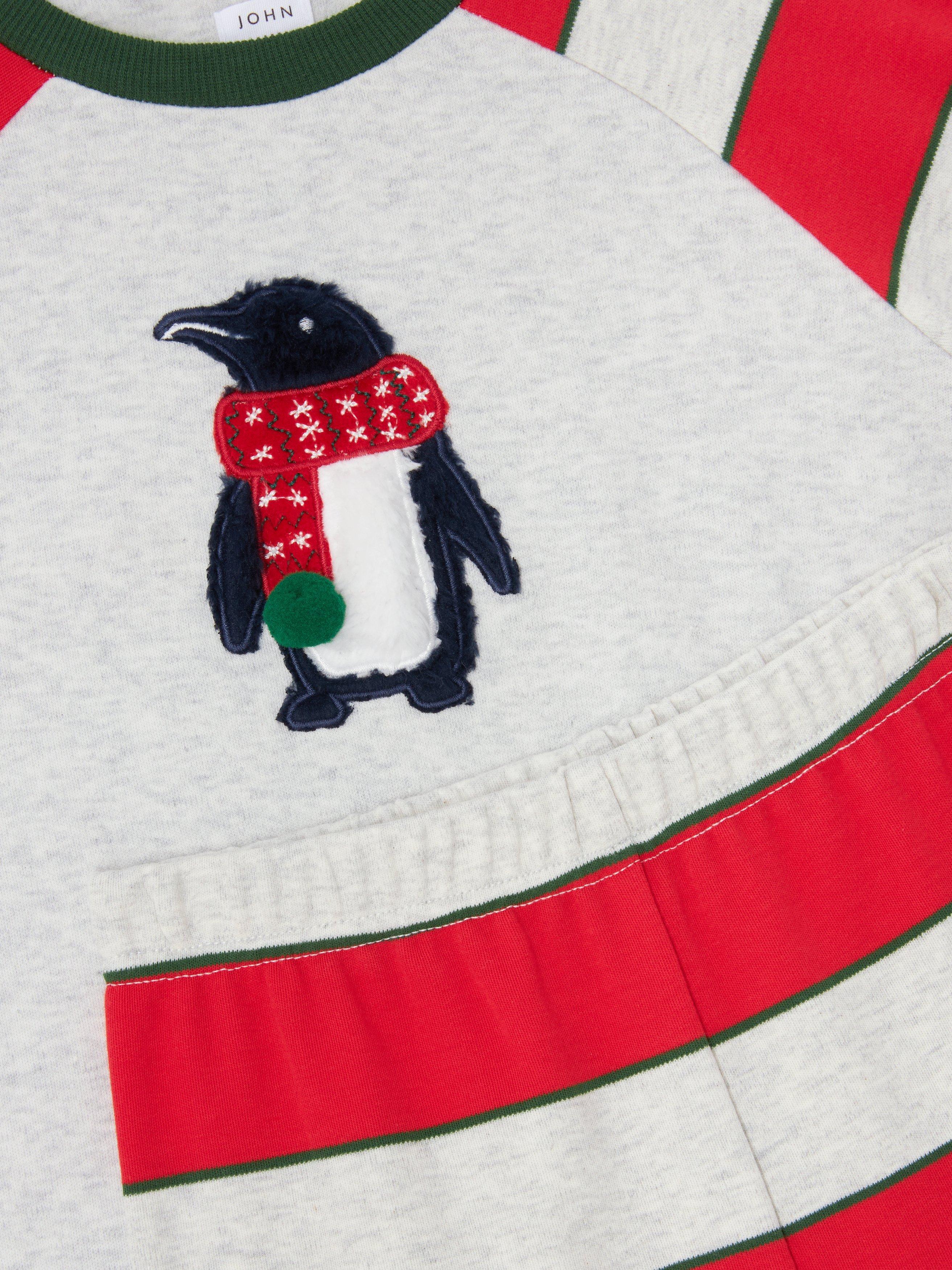 Product image 5 of 6, which shows John Lewis Kids' Pengiun Appliqué Pyjamas, Red Multi, 4 years