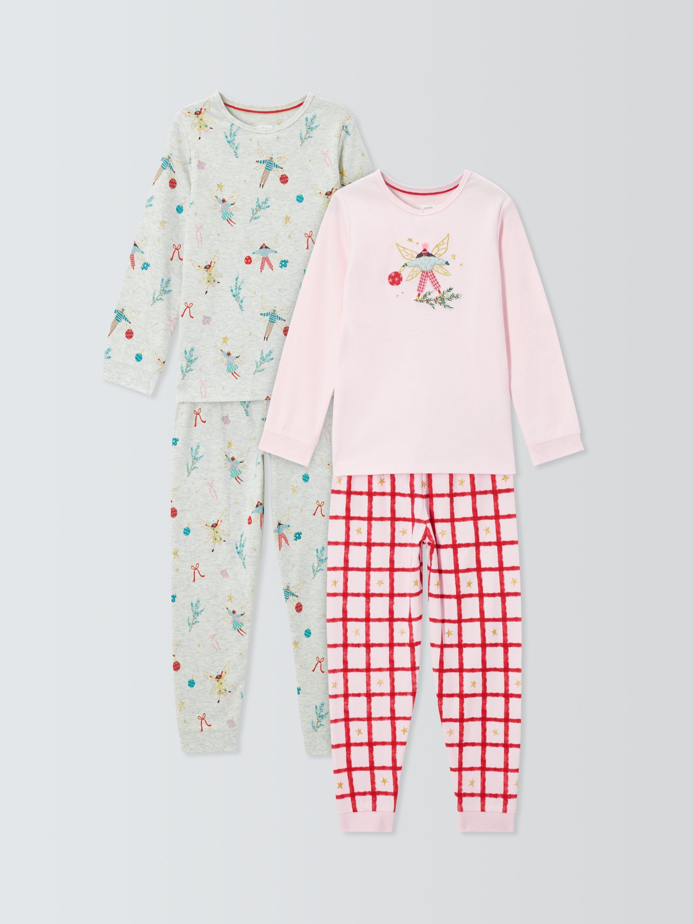 John Lewis Kids' Festive Fairy Pyjamas, Pack of 2, Pink