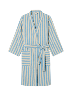 Piglet in Bed Pembroke Stripe Dressing Gown, Coastal Blue