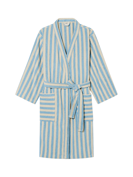 Piglet in Bed Pembroke Stripe Dressing Gown, Coastal Blue