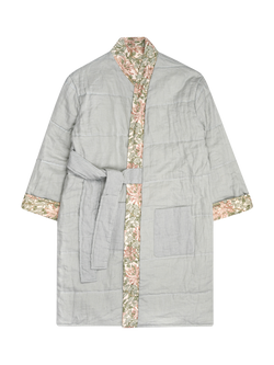 Piglet in Bed Morris & Co. Honeysuckle Linen Robe, Soft Sage - view 2, Soft Sage