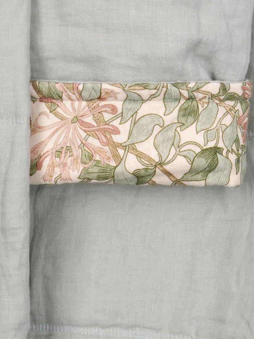 Product image 4 of 4, which shows Piglet in Bed Morris & Co. Honeysuckle Linen Robe, Soft Sage, S-M