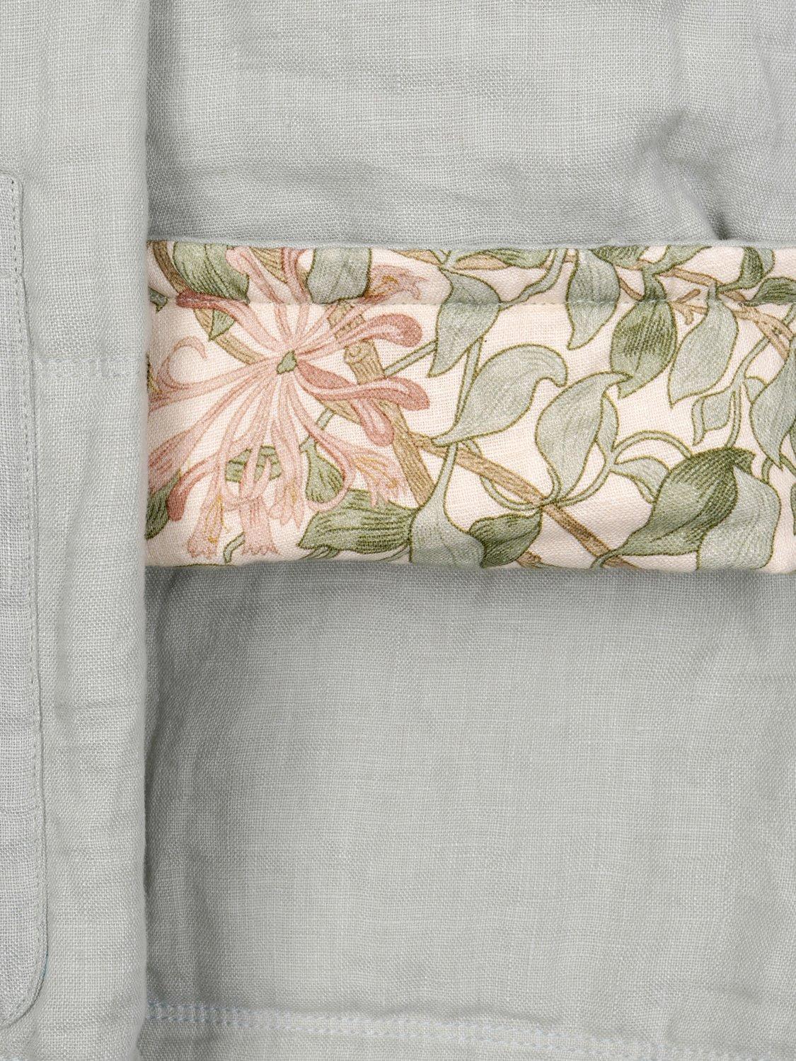 Product image 4 of 5, which shows Piglet in Bed Morris & Co. Honeysuckle Linen Robe, Soft Sage, S-M