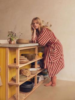 Piglet in Bed Pembroke Stripe Dressing Gown - view 2, Sandstone Red