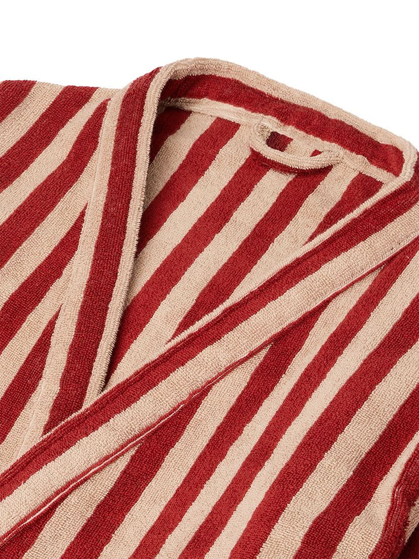 Product image 3 of 4, which shows Piglet in Bed Pembroke Stripe Dressing Gown, Sandstone Red, S-M