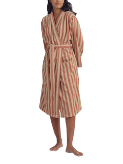 Piglet in Bed Pembroke Stripe Dressing Gown, Sandshell