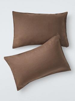 John Lewis Comfy & Relaxed Washed Linen Bedding - view 2, Cocoa