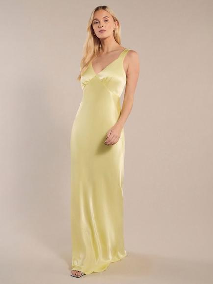 Rewritten Amelia Satin Bias Cut Bridesmaids Dress, Lemonade, Lemonade