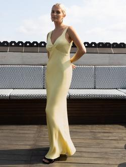 Rewritten Amelia Satin Bias Cut Bridesmaids Dress, Lemonade - view 2, Lemonade