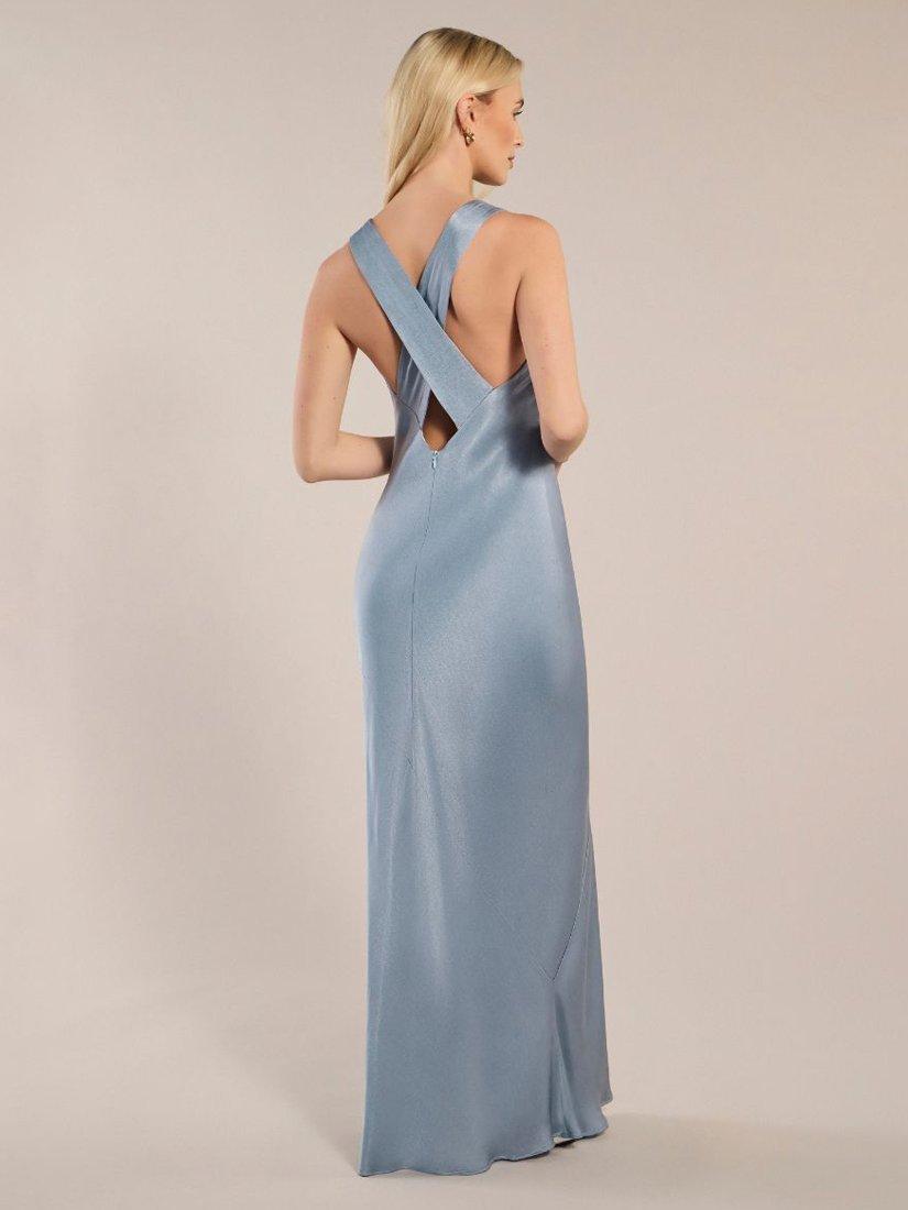 Product image 2 of 7, which shows Rewritten Paris Satin Crossback Bridesmaids Dress, Pale Blue, 8