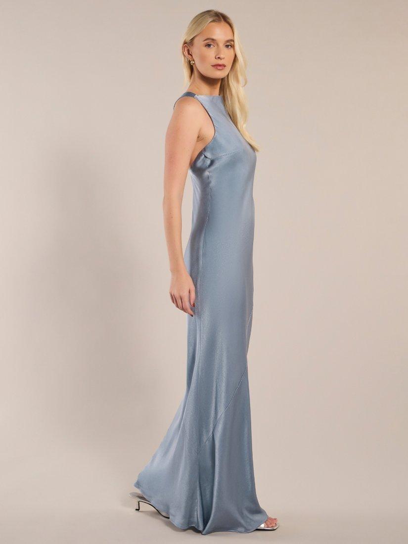 Product image 5 of 7, which shows Rewritten Paris Satin Crossback Bridesmaids Dress, Pale Blue, 8