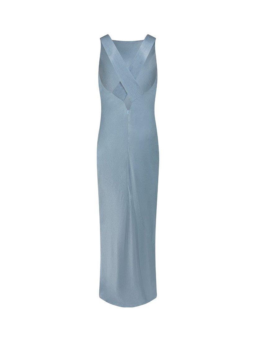 Product image 7 of 7, which shows Rewritten Paris Satin Crossback Bridesmaids Dress, Pale Blue, 8