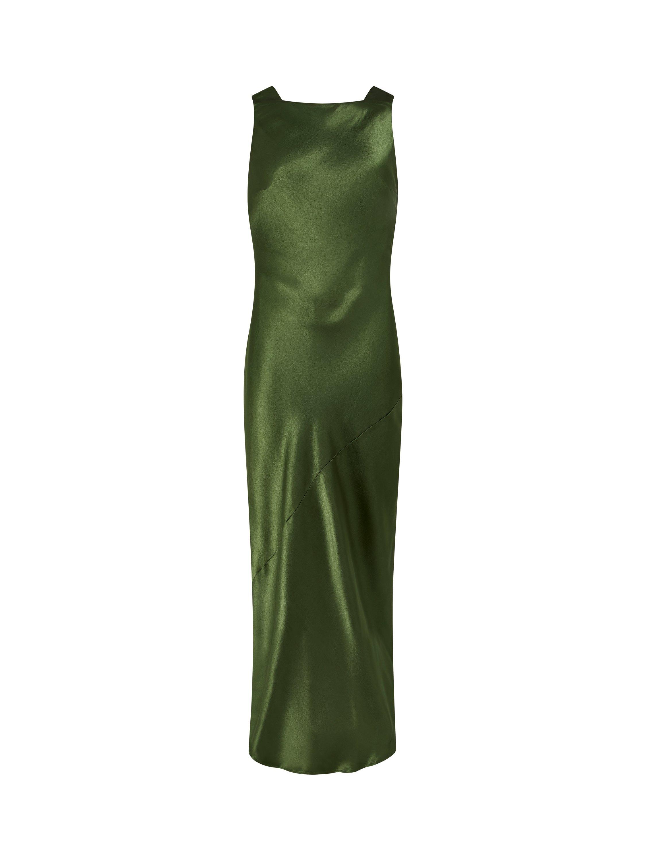 Product image 5 of 5, which shows Rewritten Paris Satin Crossback Bridesmaids Dress, Olive Green, 8