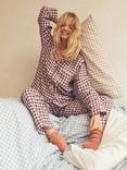 Piglet in Bed Gingham Linen Blend Long Pyjama Set, Berry