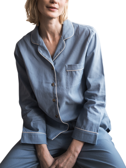 Piglet in Bed Linen Blend Long Pyjama Set - view 2, Dusk Blue