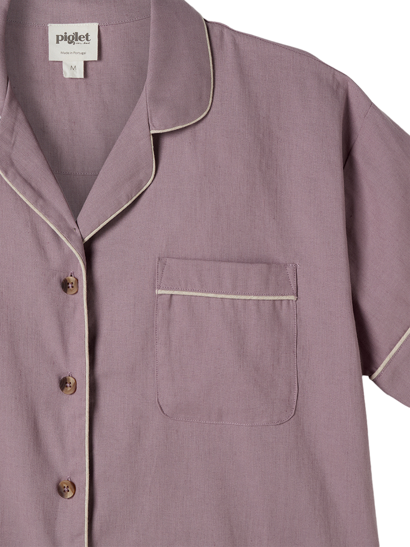 Product image 2 of 4, which shows Piglet in Bed Linen Blend Short Pyjama Set, Elderberry, XS