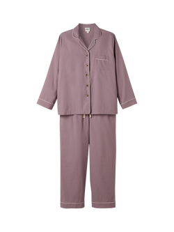 Piglet in Bed Linen Blend Long Pyjama Set, Elderberry
