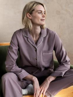 Piglet in Bed Linen Blend Long Pyjama Set - view 2, Elderberry