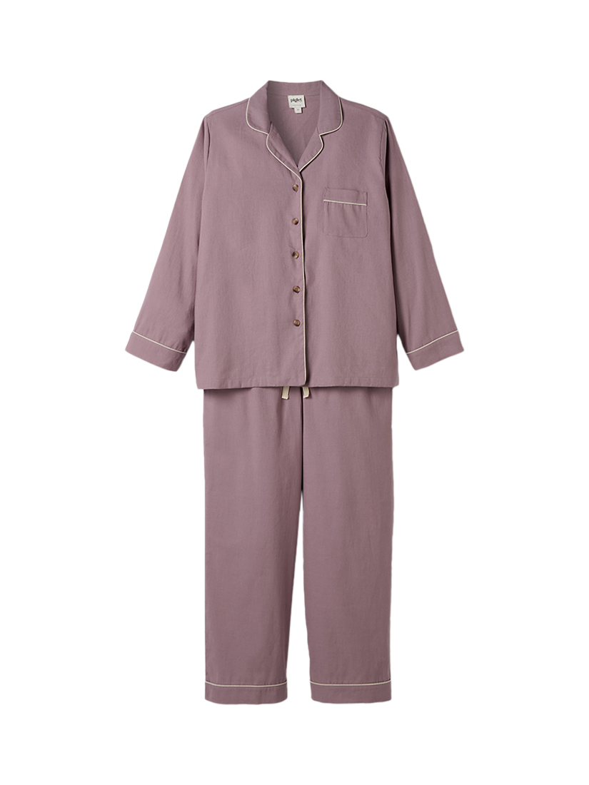 Product image 4 of 4, which shows Piglet in Bed Linen Blend Long Pyjama Set, Elderberry, XS