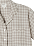 Piglet in Bed Gingham Linen Blend Short Pyjama Set, Mushroom