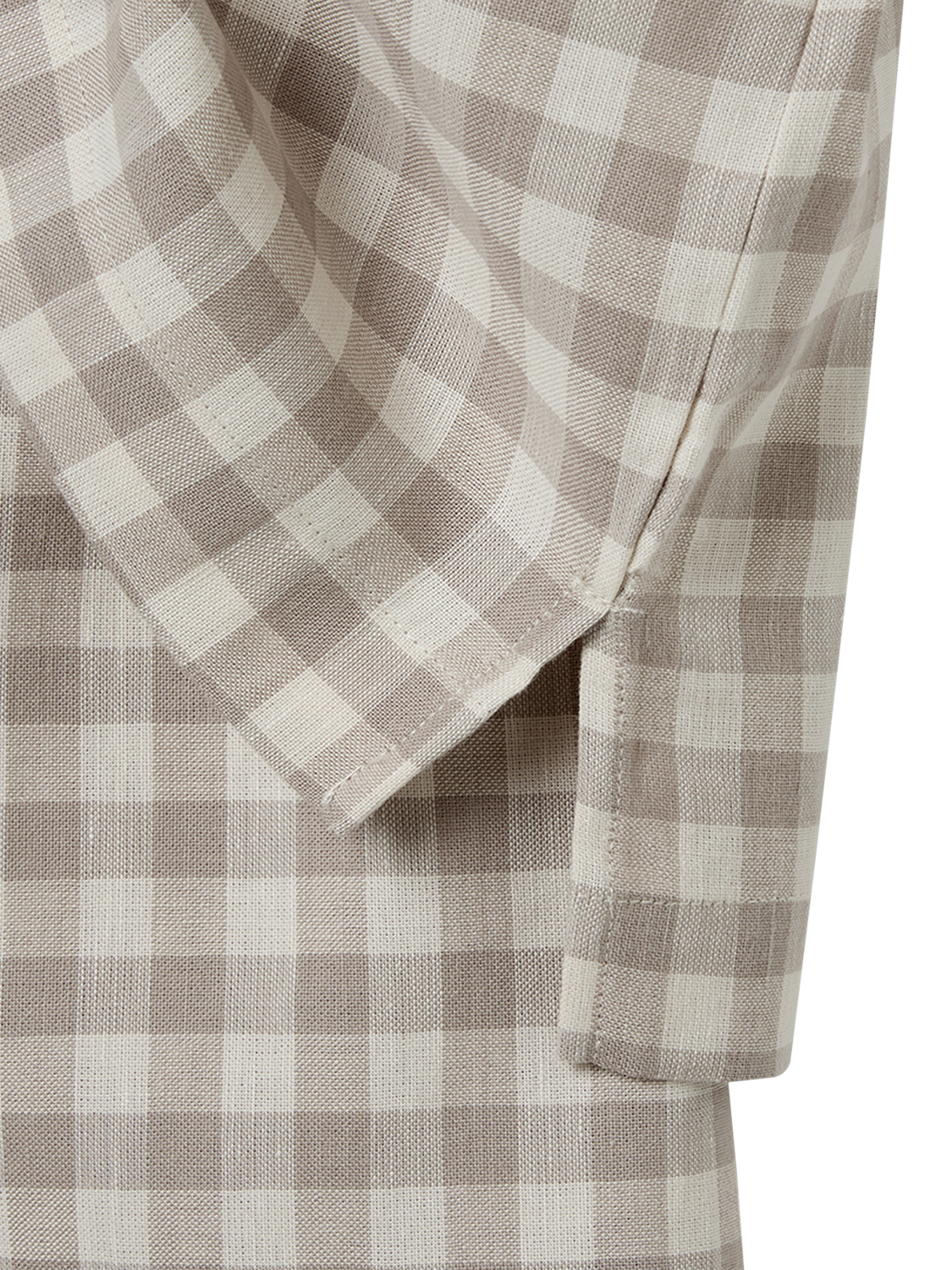 Product image 4 of 4, which shows Piglet in Bed Gingham Linen Blend Short Pyjama Set, Mushroom, XS