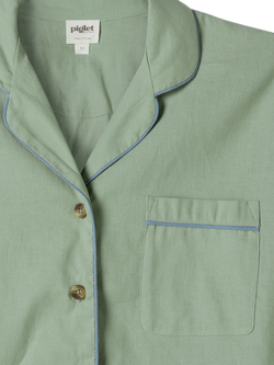 Piglet in Bed Linen Blend Short Pyjama Set - view 2, Sage Green