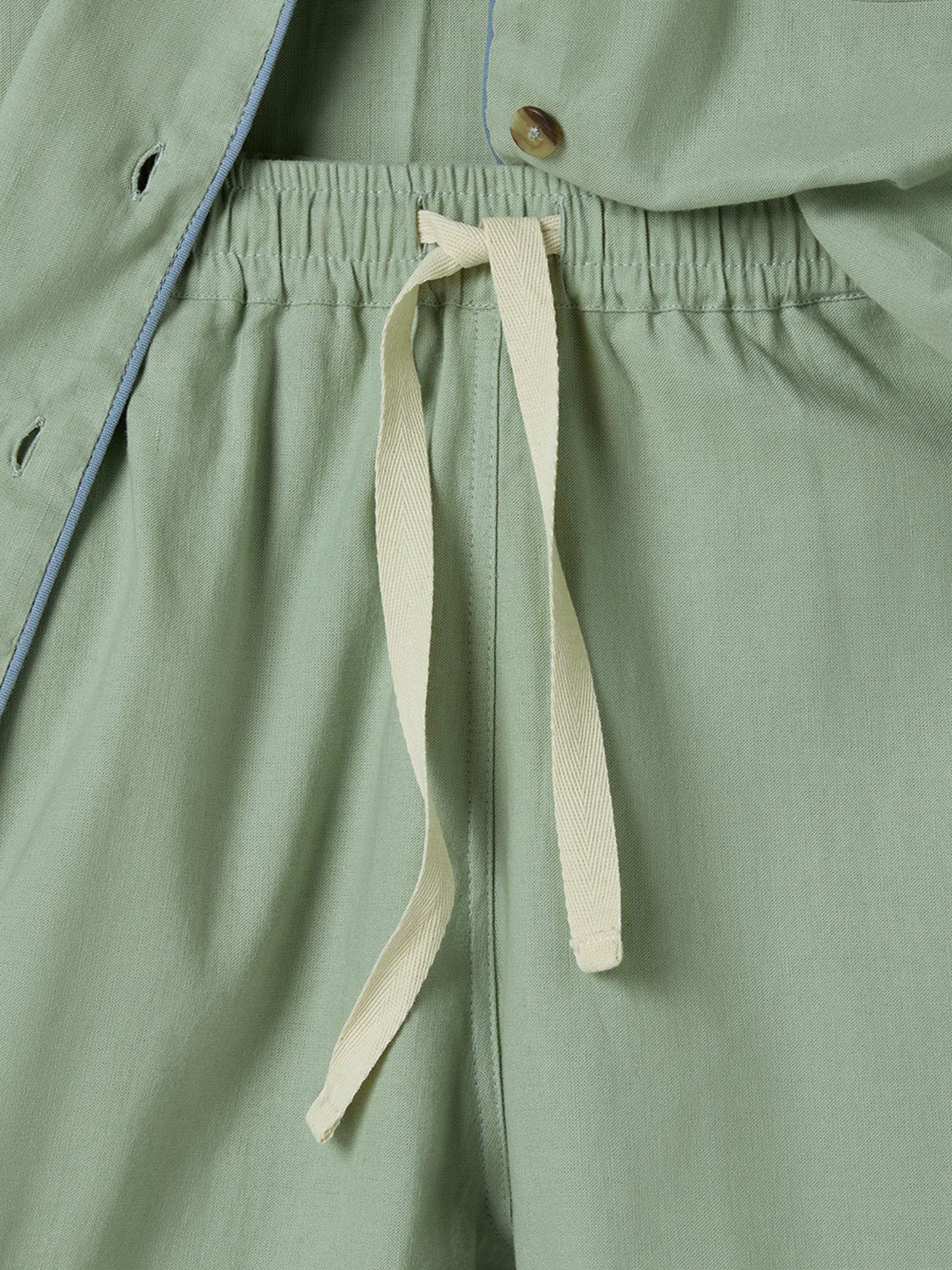 Product image 3 of 4, which shows Piglet in Bed Linen Blend Short Pyjama Set, Sage Green, XS