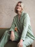Piglet in Bed Linen Blend Long Pyjama Set, Sage Green
