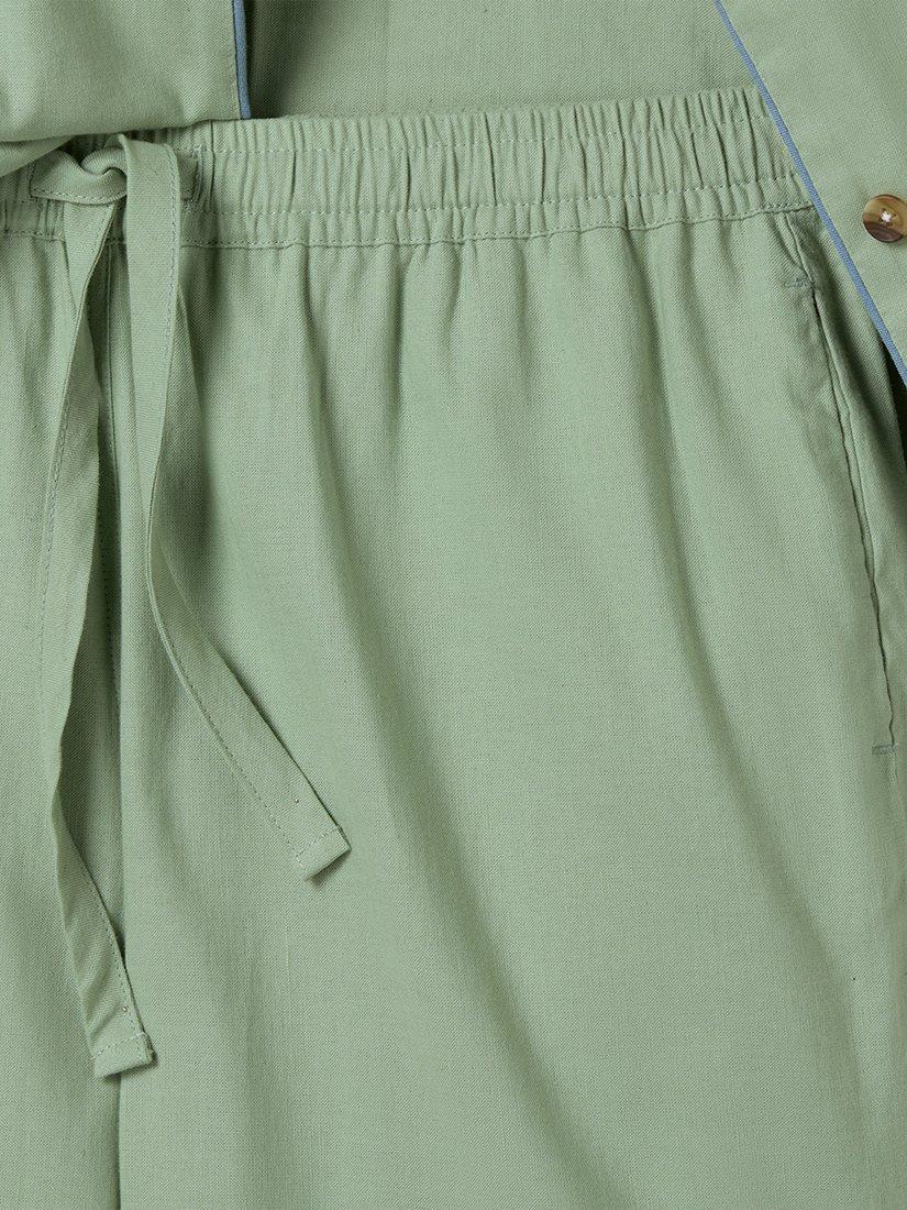 Product image 3 of 4, which shows Piglet in Bed Linen Blend Long Pyjama Set, Sage Green, XS