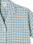 Piglet in Bed Gingham Linen Blend Short Pyjama Set, Warm Blue
