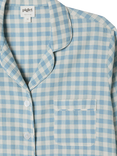 Piglet in Bed Gingham Linen Blend Long Pyjama Set, Warm Blue