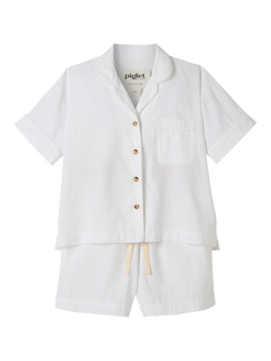 Piglet in Bed Linen Blend Short Pyjama Set, White