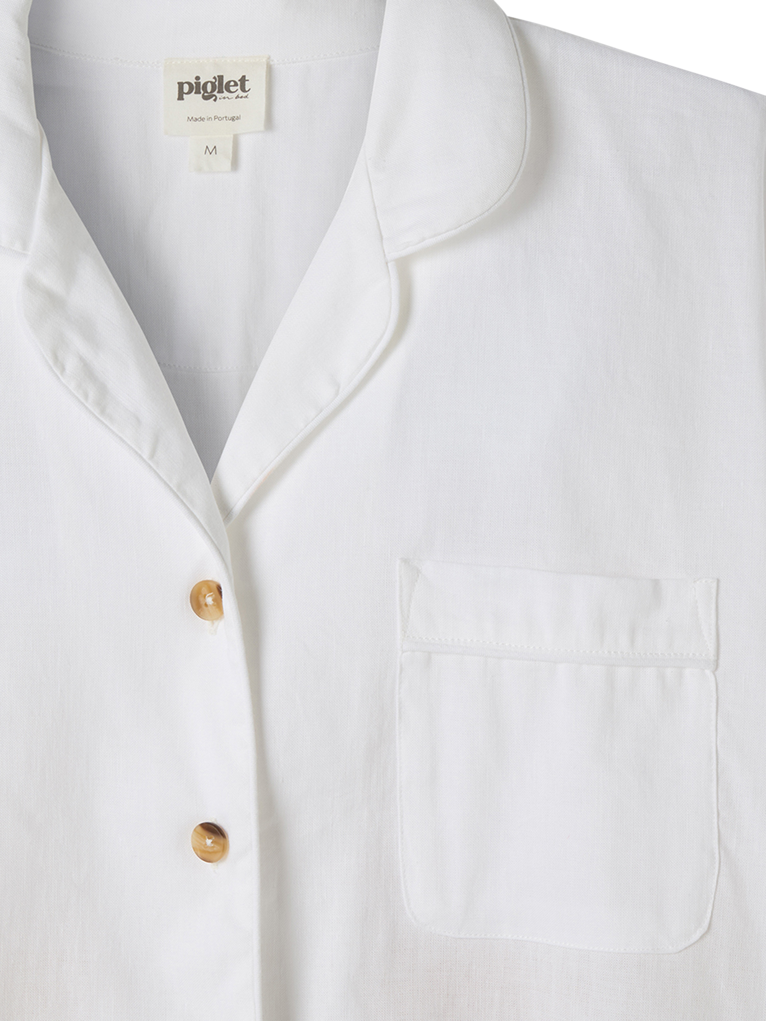 Product image 3 of 4, which shows Piglet in Bed Linen Blend Short Pyjama Set, White, XS