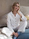 Piglet in Bed Linen Blend Long Pyjama Set, White