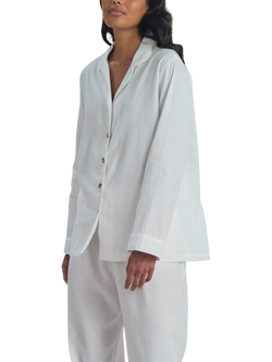 Piglet in Bed Linen Blend Long Pyjama Set, White