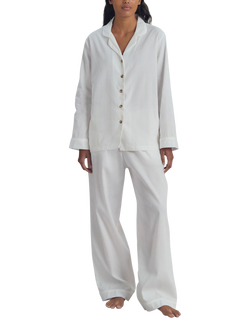 Piglet in Bed Linen Blend Long Pyjama Set - view 2, White