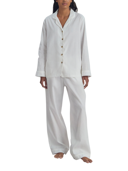 Piglet in Bed Linen Blend Long Pyjama Set - view 2, White