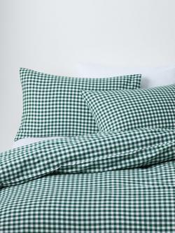 John Lewis Christmas Gingham Brushed Cotton Duvet Cover Set, Green/Multi