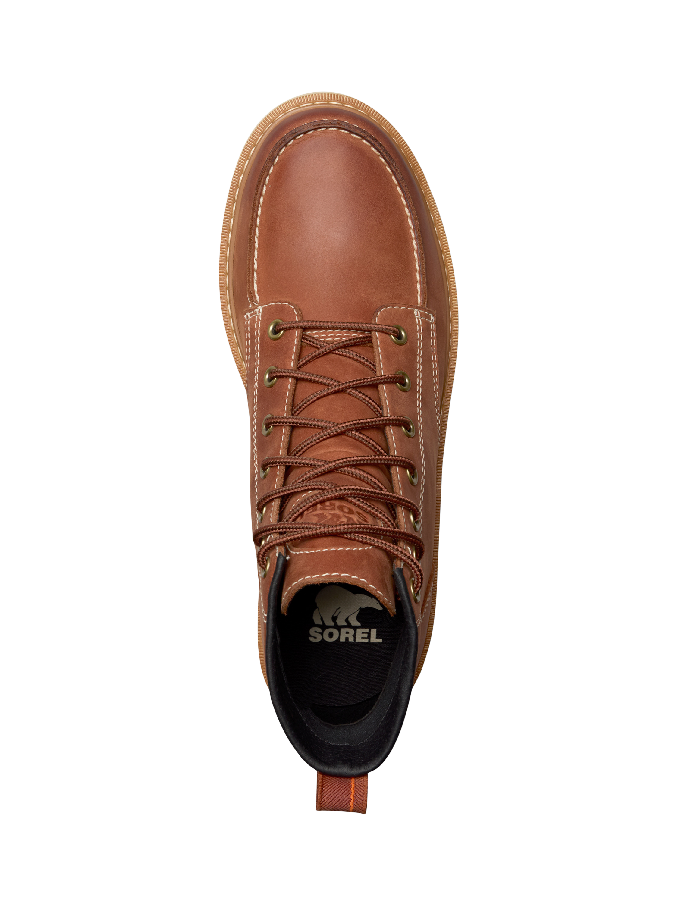 Product image 3 of 4, which shows SOREL Slabtown 62 Leather Moc Waterproof Boots, Ceramic Brown, 7