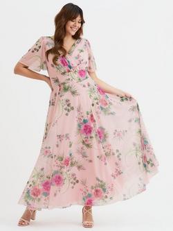 Scarlett & Jo Isabelle Floral Float Sleeve Maxi Dress, Pink