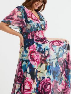 Scarlett & Jo Isabelle Float Sleeve Maxi Dress - view 2, Blue Pink Rose