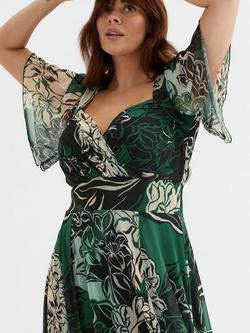 Scarlett & Jo Kemi Floral Wrap Bodice Maxi Dress, Green Cream - view 2, Green/Cream