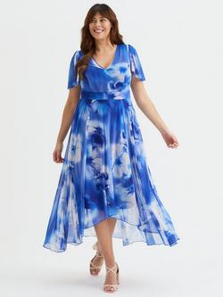 Scarlett & Jo Tilly Floral High Low Dress, Cobalt Blue, Cobalt Blue