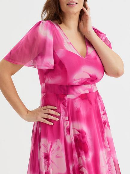 Scarlett & Jo Tilly Floral High Low Dress, Fuchsia - view 2, Fuchsia